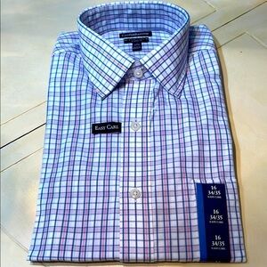 CROFT & BARROW MENs LONG SLEEVE DESS SHIRT Blue Pink on white backing